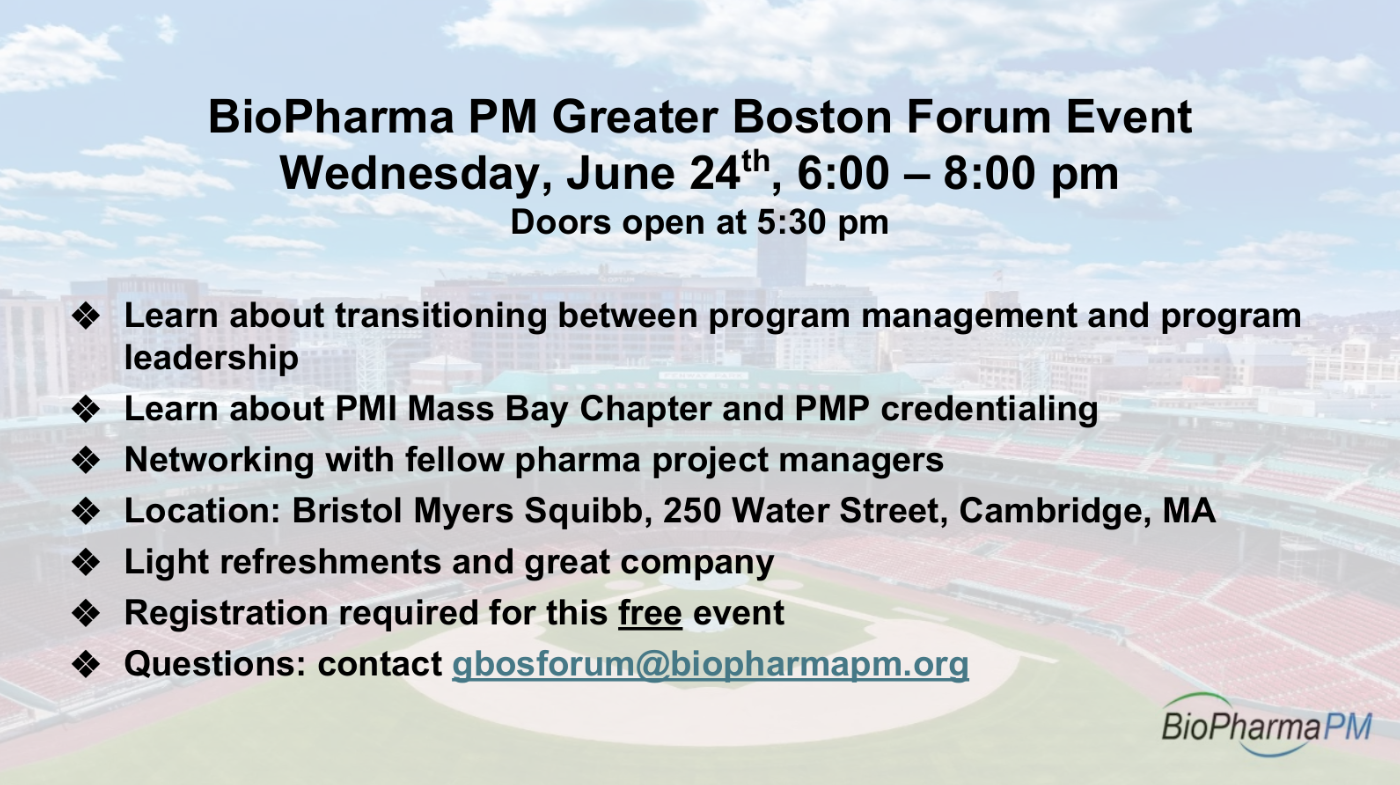 BioPharma PM Greater Boston Forum Event