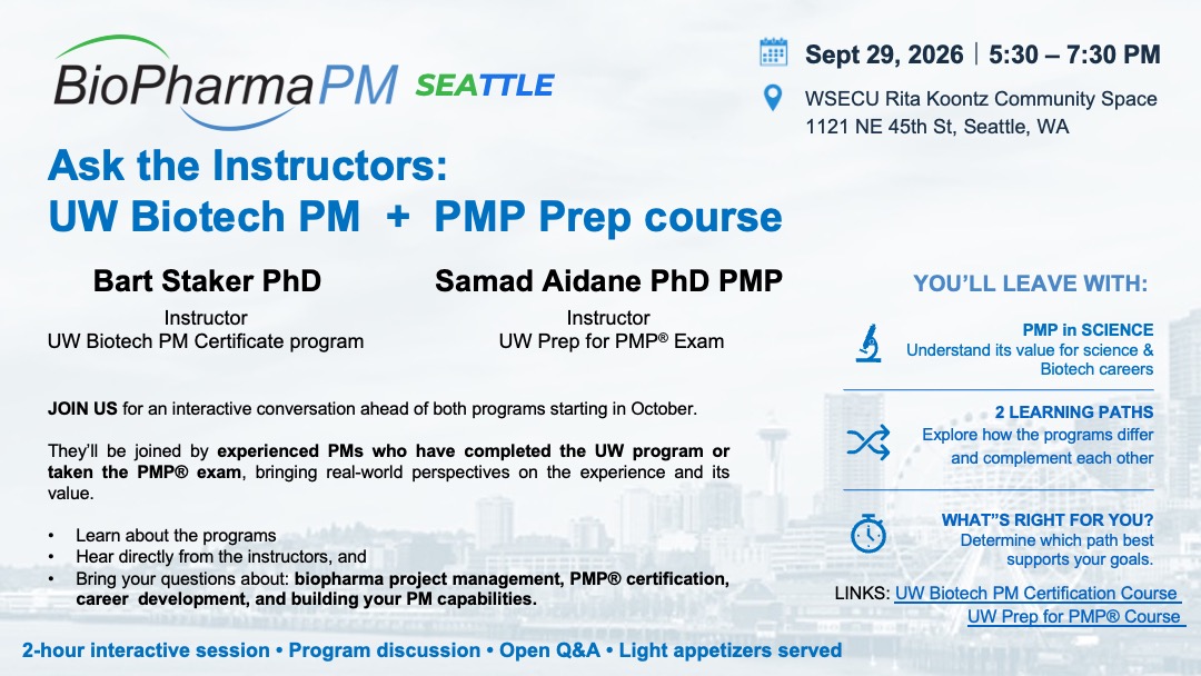 Ask the Instructors: UW Biotech PM + PMP Prep Course – Seattle