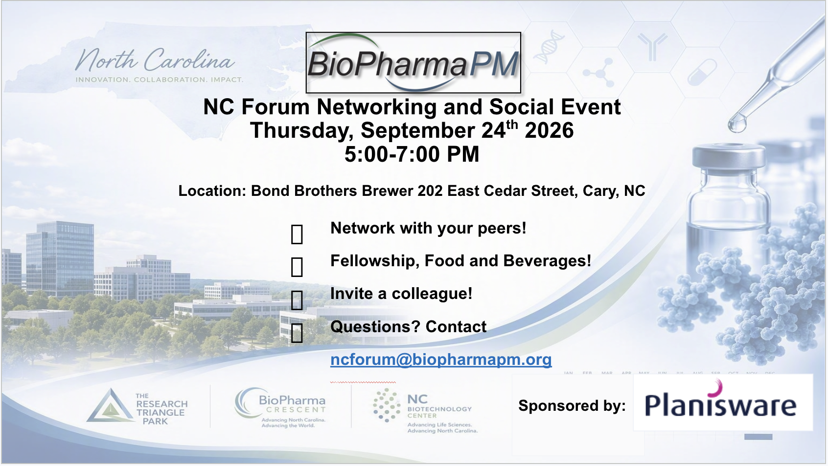 NC Forum Networking and Social Event – Thursday, September 24, 2026