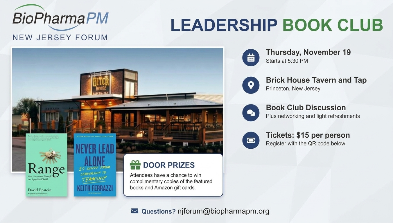Leadership Book Club – New Jersey Forum – Thursday, November 19 | Starts at 5:30 PM at Brick House Tavern and Tap | 3569 Us Hwy-1, West Windsor Township, NJ 08540